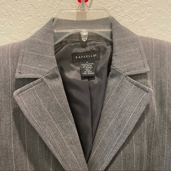 Rafaella Gray Striped Blazer Women Size 6 - Picture 2 of 6